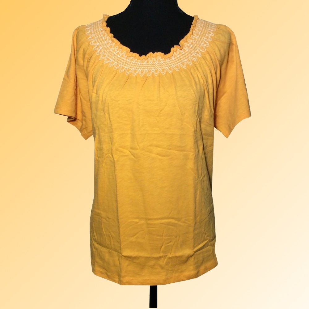 J. Crew Orange Embroidered Smock